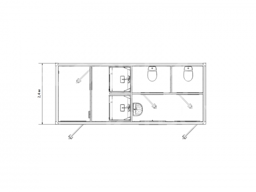 Блок-контейнер сантехнический с душевыми и туалетными кабинками №2 — дополнительное фото 4