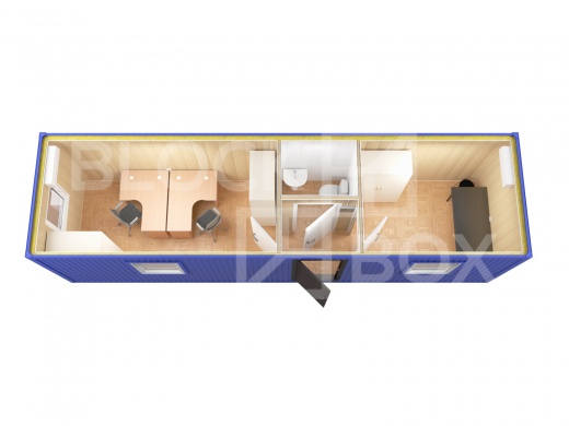 Блок-контейнер штаб строительства с санузлом и кухней — дополнительное фото 5