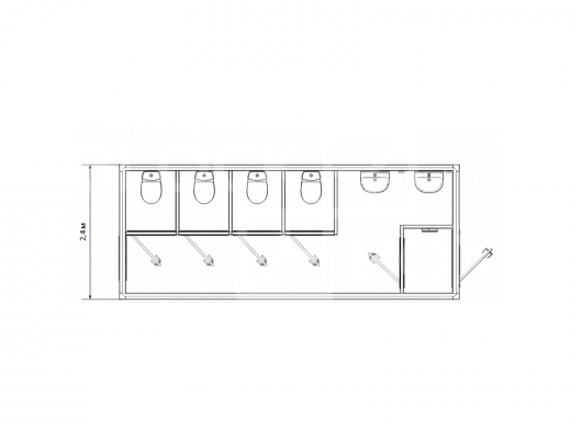 Блок-контейнер сантехнический с туалетными кабинками — дополнительное фото 4
