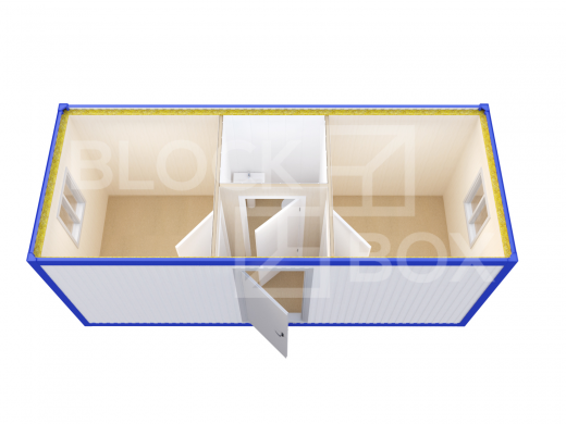 Блок-контейнер штаб строительства с двумя кабинетами и санузлом — основное фото