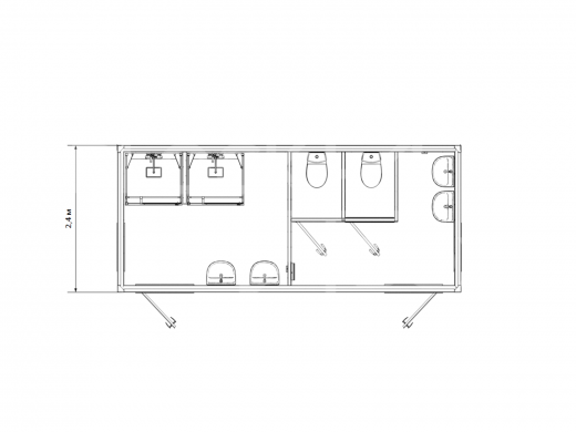 Блок-контейнер сантехнический с душевыми и туалетными кабинками №1 — дополнительное фото 4