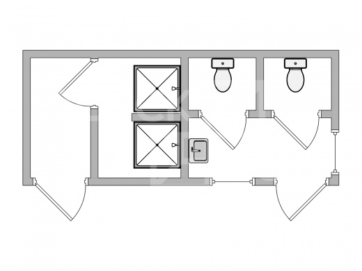 Блок-контейнер сантехнический с душевыми и туалетными кабинками №2 — дополнительное фото 1